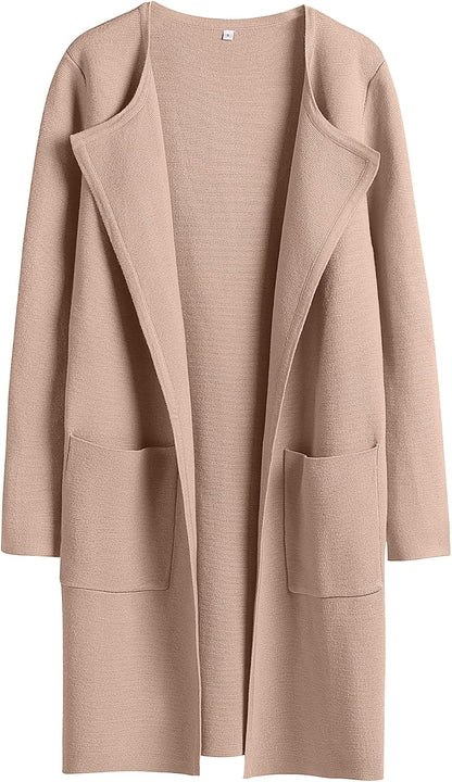 ANRABESS Womens Cardigan Sweater Open Front Knit Long Coatigan Dressy Casual Jacket Coat 2025 Fall Outfits Classy Clothes