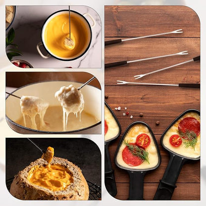 Giantree 6Pcs Fondue Forks Stainless Steel, 9 Inch Fondue Cheese with Heat Resistant, Fondue Sticks Fruit Fork, Chocolate Fondue Set for Chocolate Fountain Cheese Fondue Dessert Meat