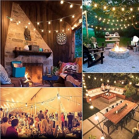 GOOTHY 50Ft LED String Lights, G40 LED Outdoor String Lights with 22 Shatterproof Globe LED Bulbs (2 Spare), IndoorOutdoor Decoration String Lights for Patio Garden Bistro Backyard -White Wire