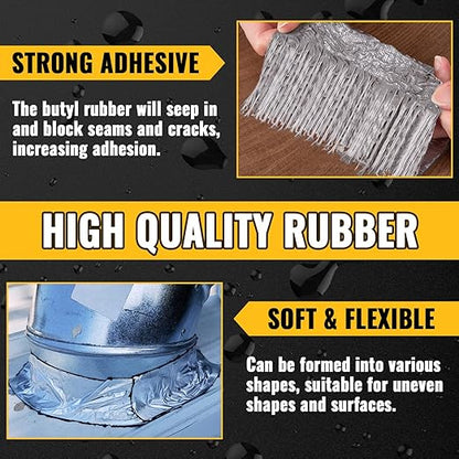VIVIDA Aluminum Butyl Tape 8"  20', Waterproof Aluminum Foil Butyl Sealing Tape for Outdoor Use, Corrosion Resistant, Repair for Metal Roof, RV, Windows, 1 Roll
