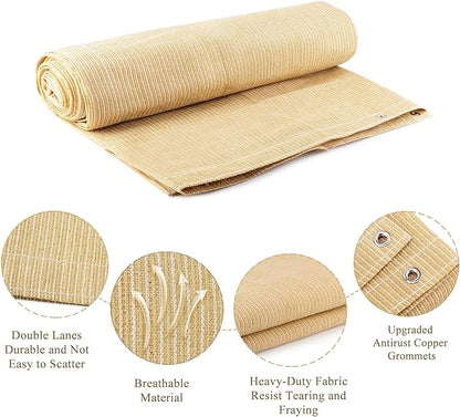 Outdoor Sun Shade Cloth, 6' x 8', Pergola, Deck, and Backyard Patio Sunshade with UV Protection, Heat Resistant HDPE Material, Reinforced Grommets (6x8 FT, Wheat)