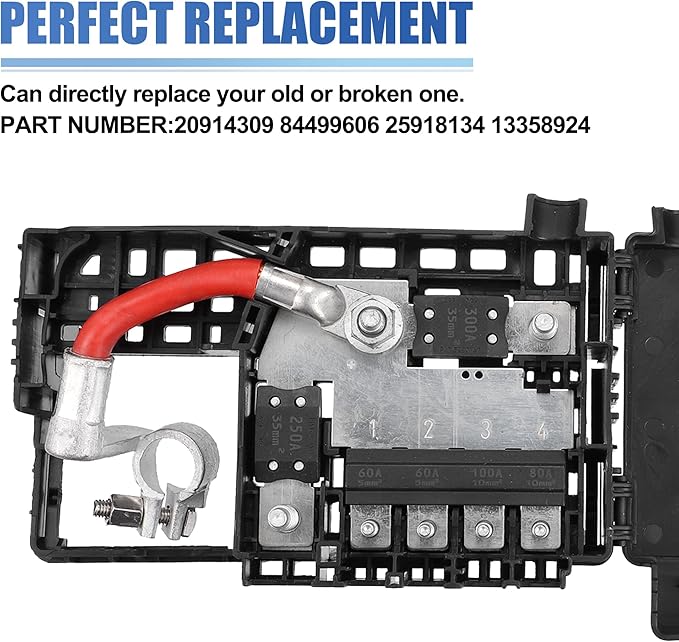 X AUTOHAUX Fuse Box Battery Terminal with Cover Fits for Cadillac ATS XTS Engine Compartment Fuse Block for Chevrolet Malibu Replacement 20914309 84499606