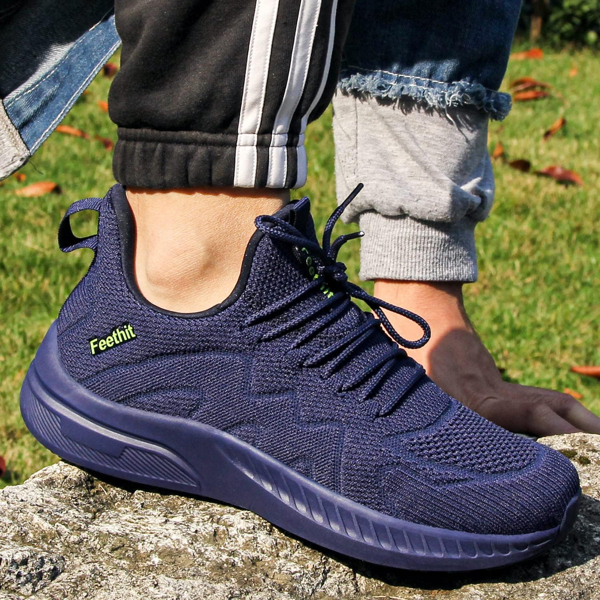 Feethit Men's Non-Slip Slip-On Walking Sneakers