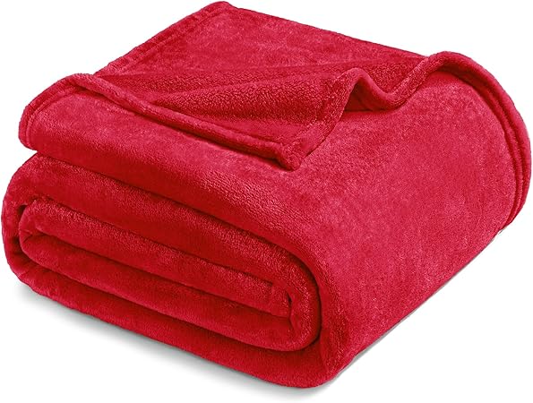 Exclusivo Mezcla Fleece Blanket Twin Size for Bed, Super Soft and Warm, All Season Use, Cozy, Plush, Lightweight, 60x80 Inches Red