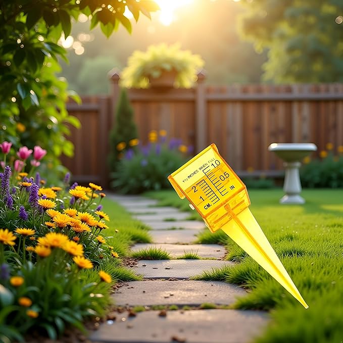 Yellow Mini Portable Sprinkler and Rain Gauge Wide Mouth Bright Yellow Outdoor Water Measuring Tool for Lawn Yard Outdoor Home Sprinkler Gauge 1 Pack Thermometers and Weather Instruments