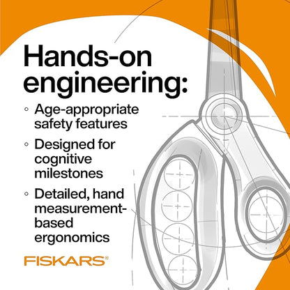 Fiskars - 5-inch blunt tip scissors for children aged 4 to 7 years, for school or crafts, back-to-school supplies, blue color