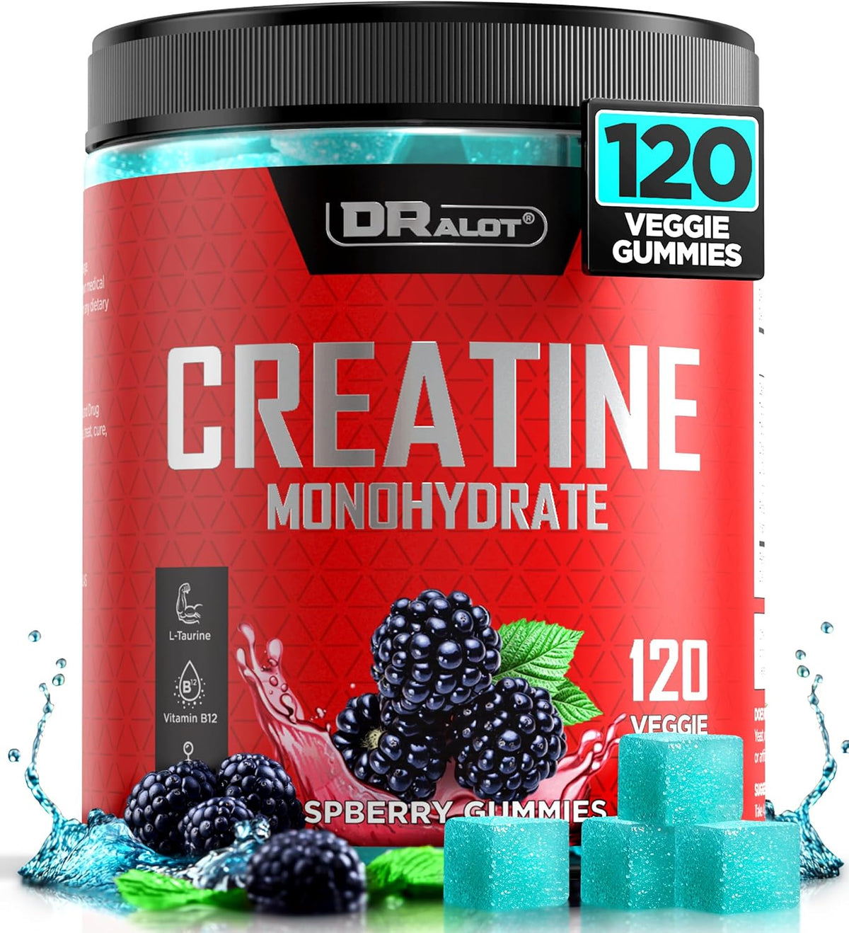 DRalot Creatine Monohydrate Raspberry Gummies 120 Gummies