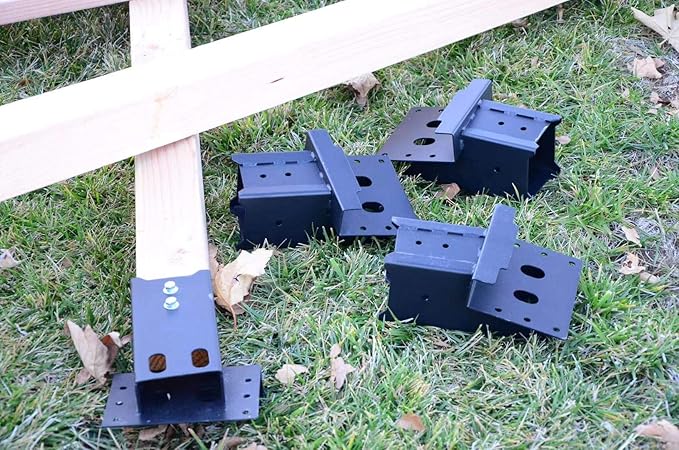 Multi-Use Outdoor 4x4 Compound Angle Platform Brackets for Deer Stand Hunting Blinds Shooting Shack, Tree House, Observation Decks, Set of 4, 16''x 7.5''x 9'', Black, 4 Count