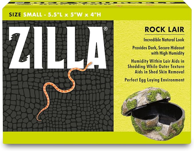 Zilla Rock Lair, Naturalistic Hide, Supports Shedding and Egg-Laying, Retains Humidity, Ideal for Snakes and Lizard, Small