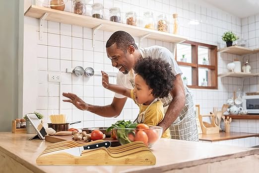 ROYALHOUSE Bamboo Knife Block Holder, In-Drawer Knife Drawer Organizer, Perfect for Home and Chefs, Premium Knife Holder, Gift for Any Occasion and Housewarming, Knives Not Included