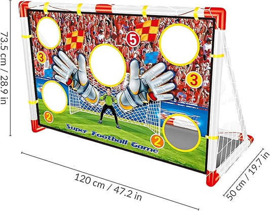 Kids Soccer Goal – 2 in 1 Soccer Goal with Target Net, Portable Soccer Goals for Backyard & Indoor Play, Small Soccer Goals 4' x 2.4' ft – Toddler Fun Training Set for with Ball Ages 3+