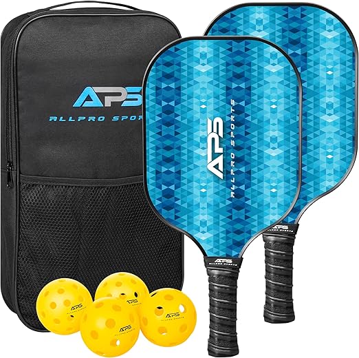 Pickleball Paddles Set of 2 -USAPA Approved with Bag- 2 Outdoor Balls and 2 Indoor Balls - Lightweight -Fiberglass Honeycomb Core - Modern Design- Great Gifts Men & Women
