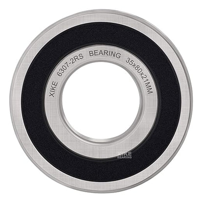 XiKe 2 pack of 5 6307-2RS Double Rubber Seal Bearings 35x80x21mm, Pre-Lubricated and Stable Performance and Cost Effective, Deep Groove Ball Bearings.