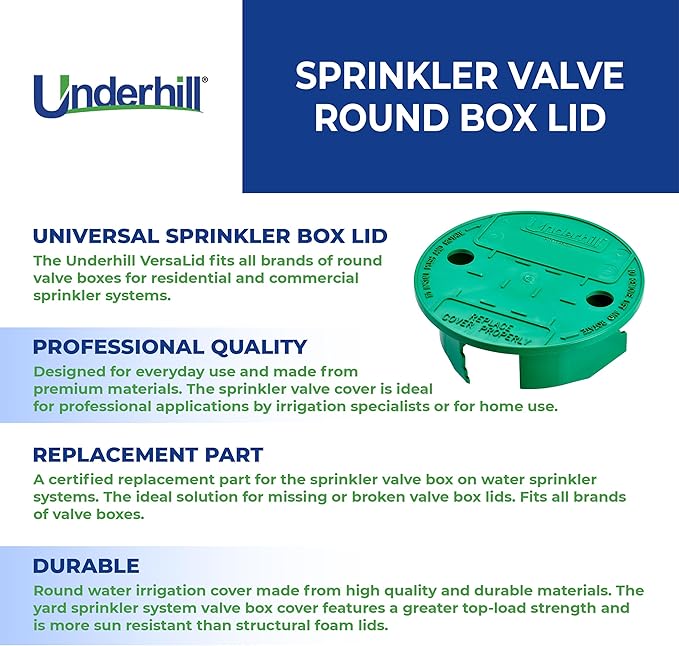 Underhill Sprinkler Valve Round Box Lid, VersaLid 6 Inch to 7 Inch Universal Cover for Automatic Irrigation System, Green, VL-6