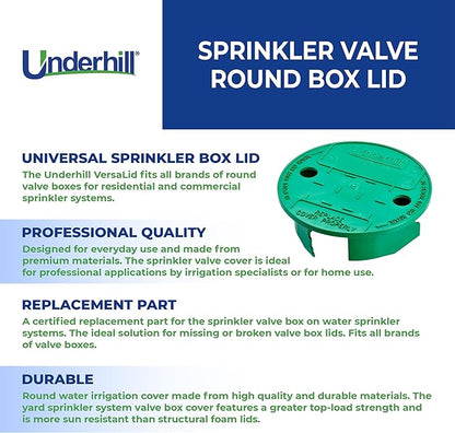 Underhill Sprinkler Valve Round Box Lid, VersaLid 6 Inch to 7 Inch Universal Cover for Automatic Irrigation System, Green, VL-6