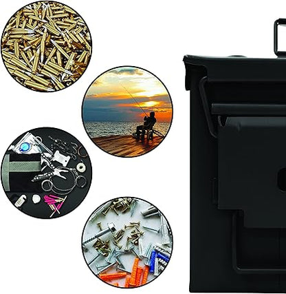 HOMESTEAD 50 Cal Metal Ammo Can - New Steel M2A1 Military Ammo Box, Airtight and Water-Resistant Ammo Box for Storage