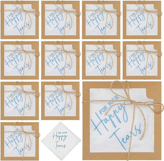 Kajaia 12 Sets Wedding Handkerchief Embroidered Handkerchief with Scallop Lace Edges Fun Gifts for Wedding Day Bride