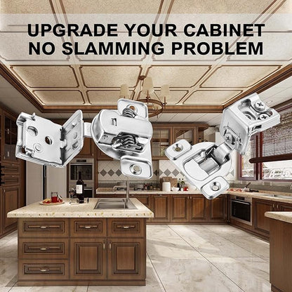 (4 Pack) 1-1/2 Inch Overlay Soft Close Cabinet Hinges, Kitchen Concealed Hinges for Face Frame Door, European Hinges with Brushed Nickel
