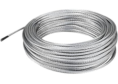 Galvanized Aircraft Cable Wire Rope 14" 7x19-50 ft Coil for DIY Cable Decking Railing System, Marine Grade
