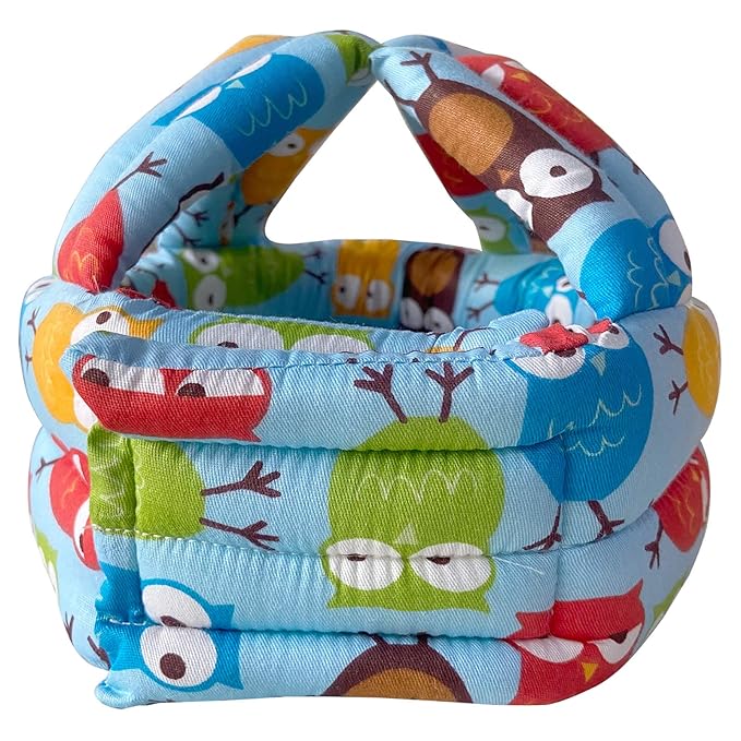 IULONEE Baby Infant Toddler Helmet No Bump Safety Head Cushion Bumper Bonnet Adjustable Protective Cap Child Safety Headguard Hat for Running Walking Crawling Safety Helmet for Kid (Blue Owl)