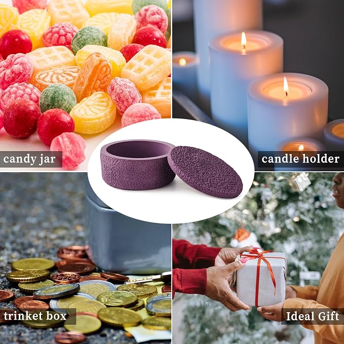 (1 Pack, White) Wehous Jar Silicone Molds, Candle Vessels Mold with Nature Rough Texture, Box Silicone Mold Storage Epoxy Resin Casting Mould for Resin Concrete Craft Jewelry Holder Trinket Candy Container Home Decor