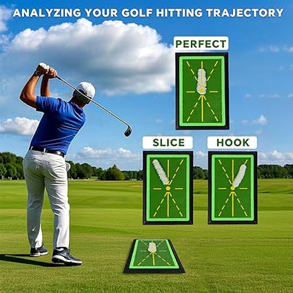 Golf Hitting Mat, Golf Swing Mats Practice IndoorOutdoor, Hitting Training Mat with Path Feedback, 17"x12" (Upgraded Version)