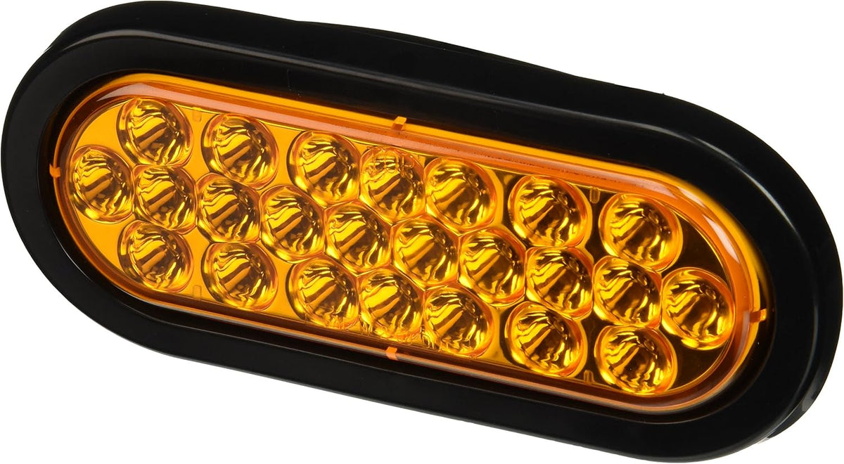 Buyers Products SL65AO 6 Inch Amber Oval Recessed Strobe Light, 24 LEDs, 12-24V - IP67 & SAE J595 Class 2 Rated, Water and Debris Resistance, 6 Flashes/Second, PL-3 Plug, Truck & Trailer Warning Light