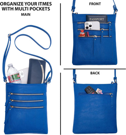 Solene Crossbody Bag Functional Multi Pocket Messenger Purse Top Zip Closure Shoulder Handbag With Adjustable Strap