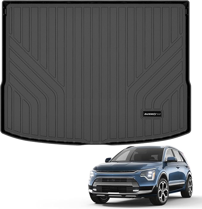 All Weather Cargo Mat Fit for Kia NIRO 2023(Not for PHEV or EV) TPE Rubber Cargo Liner Set NIRO Accessories All Season Guard Odorless Anti-Slip Trunk Tray Black