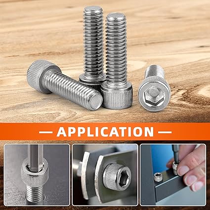 M6-1.0 x 70mm Socket Head Cap Screws Metric, Allen Socket Drive, Stainless Steel 18-8, Fully Threaded, Bright Finish, Machine Thread, 10 PCS