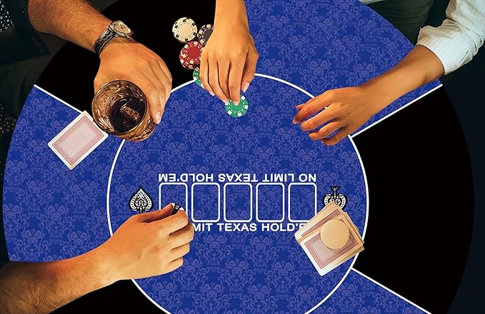 39 inch Round Poker Mat for Texas Holdem Portable Poker Table Top with Art Deco Layout Print Smooth Surface Players Game for Games Everywhere