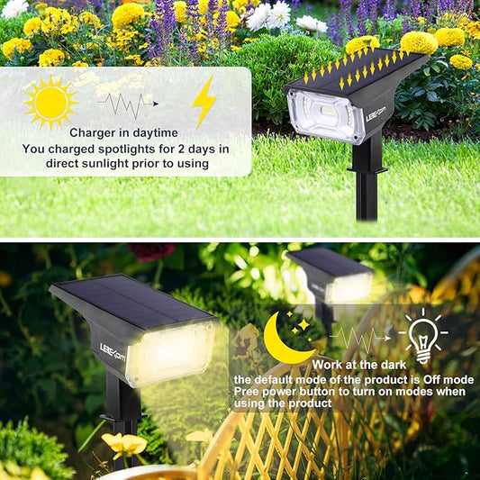40 LEDs Spotlights,IP65 Waterproof Solar Powered Landscape Spotlights 2-in-1 Wall Light, Outdoor Landscaping Lights Auto OnOff for Yard Garden 2Pack Warm-White