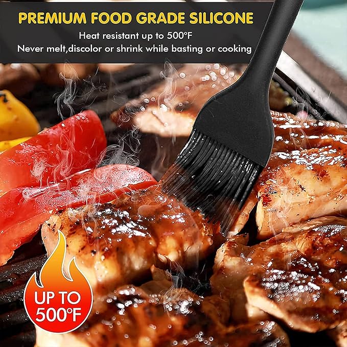 Food Grade Silicone Oil Brush,Spread Evenly High Temperature Resistant,Barbecue Brush Small Silicone Brush,for Barbecue Oil for Kitchen Black 21cm