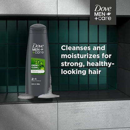 Dove MenCare Fortifying 2 in 1 Shampoo and Conditioner for Normal to Oily Hair Fresh and Clean with Caffeine Helps Strengthen and Nourish Hair 12 oz