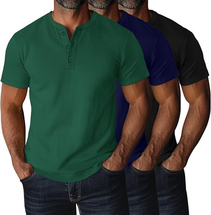 Ficerd 1 piece Men's Big and Tall Henley T-Shirts Short Sleeve Plus Size Tee Loose Casual Shirts Basic Oversized Tops