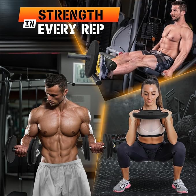 Yes4All Standard Weight Plates, 1-Inch Cast Iron Barbell Weights, Wide Range 5–50 LB, Ideal for Strength Training & Workout Routine, Available in Single, Pair & Set of 4