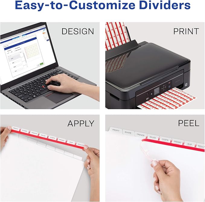 Avery Index Maker Clear Label Dividers, 3-Tab, Unpunched, 25 Sets For Organizing Binders and Presentations, Printable White Tabs, Laser and Inkjet Compatible, Reinforced Tear-Resistant Edge