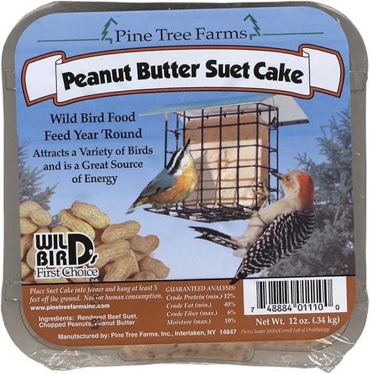 Pine Tree Farms 1110 Suet Peanut Butter Cake, 12-Ounce