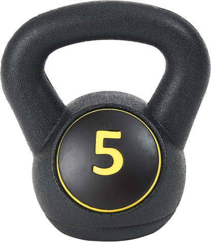 ?Wide Grip 3-Piece Kettlebell Exercise Fitness Weight Set, Include 5 lbs, 10 lbs, ?15 lbs? and 20 lbs, Set of 3 or Set of 4