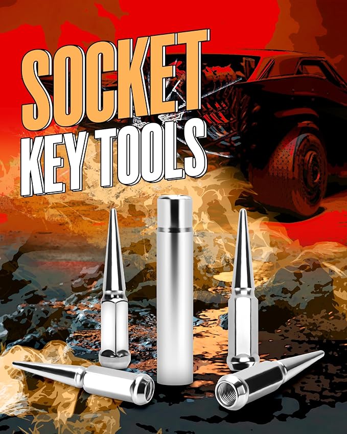 Spike Lug Nuts Socket Key, Stripped Lugnut Remover, 19mm Hex Universal Drive Spike Lugnuts Socket Tool with 5" Tall, Compatible with 14x1.5,14x2.0,916-18,12-20,12x1.5,12x1.25 Spiked Lug Nut