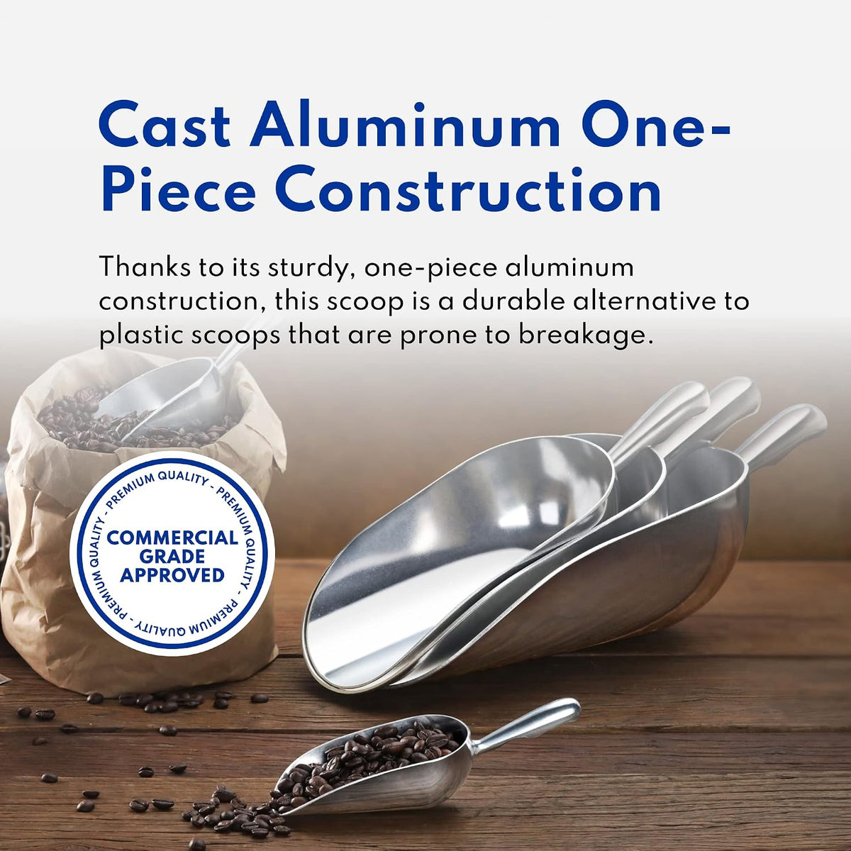 New Star Foodservice 34547 Cast Aluminum Utility Scoop, 24 oz