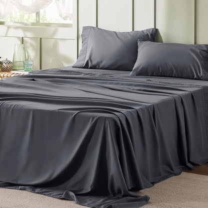 Bedsure King Size Sheets Set - 4 Pieces Soft King Sheets - Breathable  Cooling - Hotel Luxury - Easy Care Polyester Microfiber Bedding for Women, Men, Dark Grey