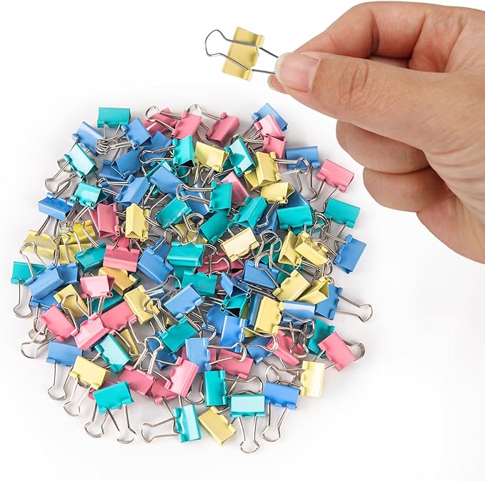 120 Pack Mini Binder Clips, Color Binder Clips, Small Paper Clips 15mm 5/8 Inch. Micro Size Office Clips for Home School Office and Business
