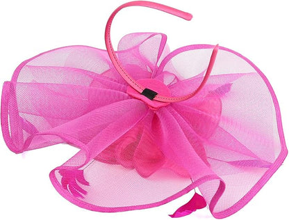 Bridal Fascinators Headband Tea Party Hat Fascinator Feather Mesh Net Veil Party Hats Flower with Clip and Hairband