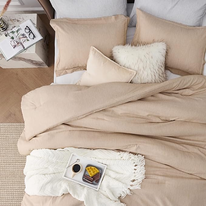Bedsure California King Comforter Set - Warm Sand Soft Bedding for All Seasons, Cationic Dyed Bed Set, 3 Pieces, 1 California King Size Comforter (104"x96") and 2 Pillow Shams (20"x36"2")