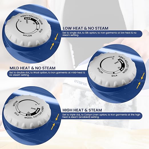 Utopia Home Steam Iron for Clothes - Non-Stick Soleplate - 1200W Clothes Iron - Textile Iron 2.3 meter Long Cord Adjustable Thermostat Control, Overheat Safety Protection & Variable Steam Control Blue
