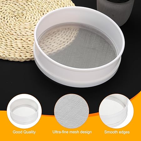 uxcell Stainless Steel Flour Sifter, 6Inch 50 Mesh Round Sifter Flour Sieve Mini Fine Mesh for Baking Cake Bread, White