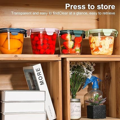 1-Cup24 Ounce Glass Food Storage Containers, Round Glass Soup Container with Airtight Lids, Leak-proof Soup Stew Food Storage and Meal Prep Container, Microwave Freezer Safe, 1pcs(Green)