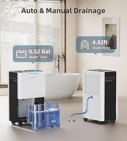 1500 Sq.ft Dehumidifier for Basement and Large Room, 21 Pint Dehumidifiers for Home with Drain Hose, Intelligent Humidity Control, 3 Operation Modes, 24H Timer, Ideal for RV, Bathroom, Bedroom