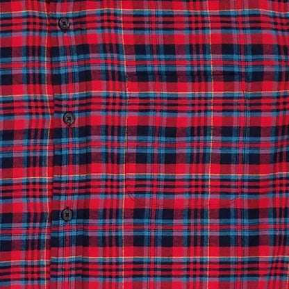 Size medium , the color is plaid green/red/navy blue St. John's Bay Mens Red Blue Plaid Long Sleeve Button-Down Flannel Shirt